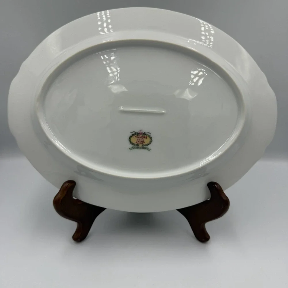 Lynmore Fine China Golden Rose 12 Inch  Oval Serving Platter
